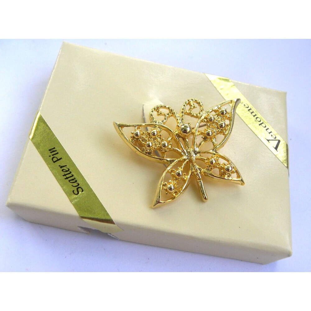 Vintage Vendome Butterfly Scatter Pin Brooch Gold Tone Bug Insect
